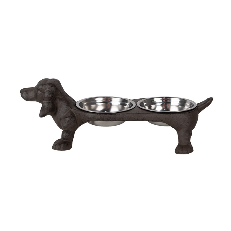 6Y5642 Dog Bowl 2x225 ml Brown Metal