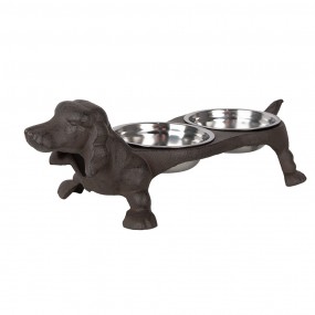 26Y5642 Dog Bowl 2x225 ml Brown Metal