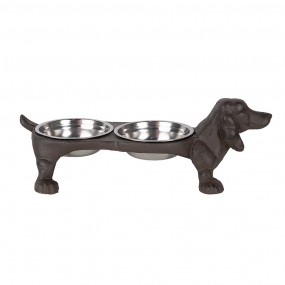 26Y5642 Dog Bowl 2x225 ml Brown Metal