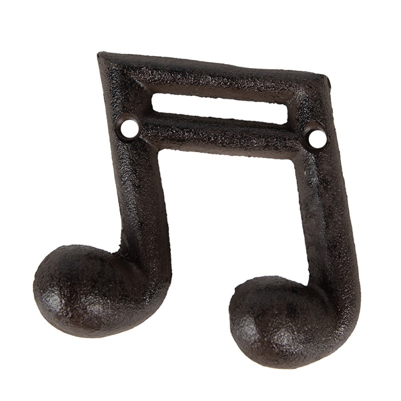 6Y5652 Wall Coat Rack Music note 10x3x9 cm Brown Metal