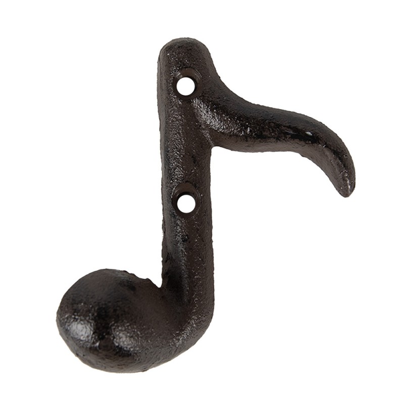 6Y5653 Wall Coat Rack Music note 8x3x9 cm Brown Metal