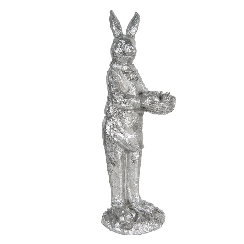 6PR3092ZI Figur Kaninchen 33 cm Silberfarbig Polyresin Wohnaccessoires