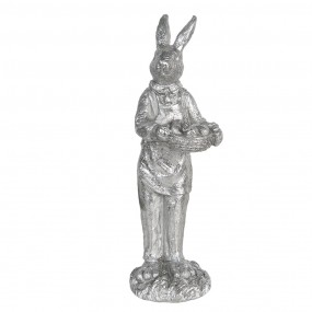 26PR3092ZI Statuetta Coniglio 33 cm Color argento Poliresina Accessori per la casa