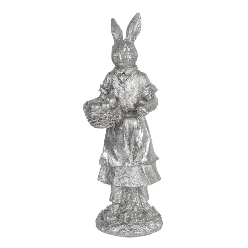 6PR3093ZI Figur Kaninchen 34 cm Silberfarbig Polyresin Wohnaccessoires
