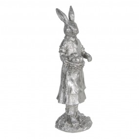26PR3093ZI Figur Kaninchen 34 cm Silberfarbig Polyresin Wohnaccessoires