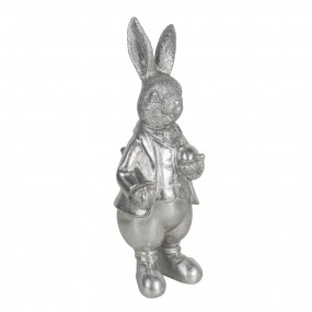 26PR3094ZI Figurine Rabbit 22 cm Silver colored Polyresin Home Accessories