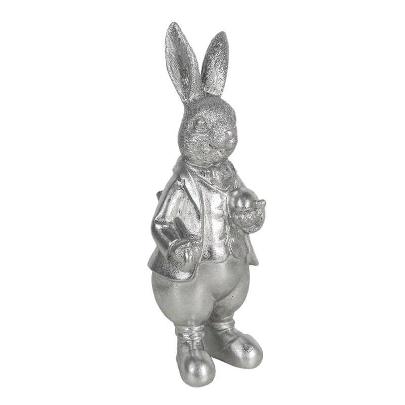 6PR3094ZI Statuetta Coniglio 22 cm Color argento Poliresina Accessori per la casa