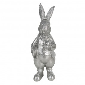 26PR3094ZI Figurine Rabbit 22 cm Silver colored Polyresin Home Accessories