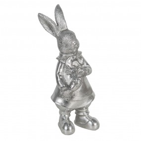 26PR3095ZI Figurine Rabbit 22 cm Silver colored Polyresin Home Accessories