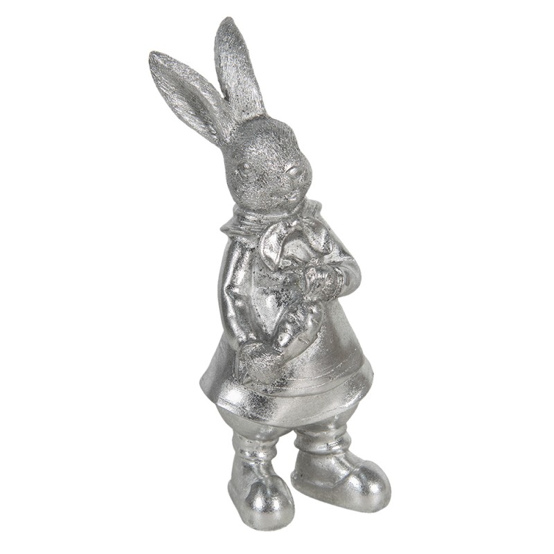 6PR3095ZI Figur Kaninchen 22 cm Silberfarbig Polyresin Wohnaccessoires
