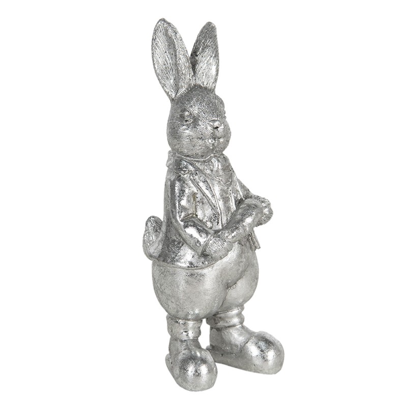 6PR3096ZI Figur Kaninchen 13 cm Silberfarbig Polyresin Wohnaccessoires