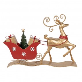 25Y1263 Christmas Decoration Sled 70x12x49 cm Brown Red Melamine