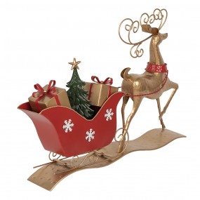 25Y1263 Décoration de Noël Luge 70x12x49 cm Marron Rouge Mélamine