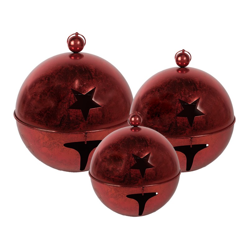 5Y1265 Décoration de Noël Sonnettes Ø 62 / Ø 52 / Ø 42 cm Rouge Métal