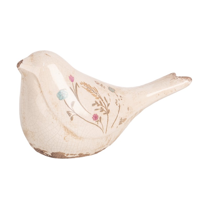 6CE1952M Decoratie Beeld Vogel 22x9x12 cm Beige Keramiek