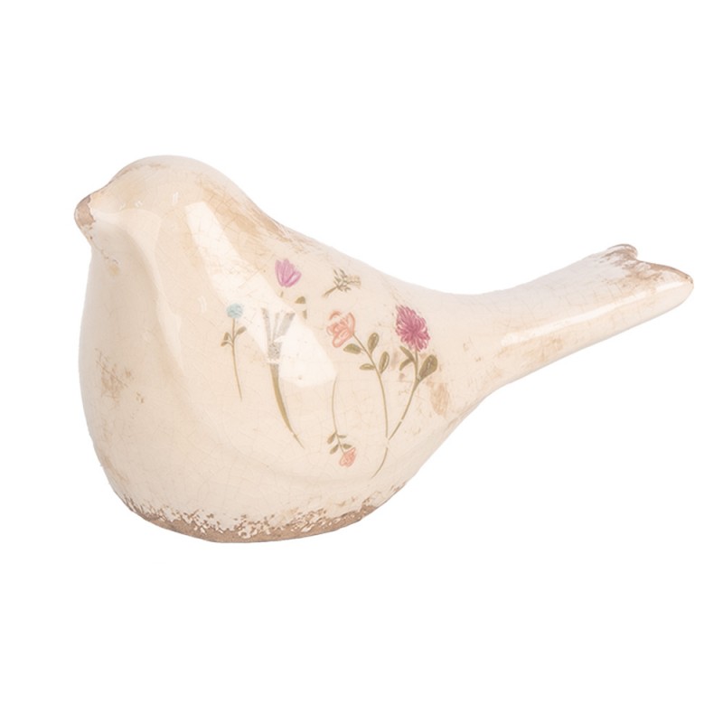 6CE1952S Decoratie Beeld Vogel 16x7x9 cm Beige Keramiek