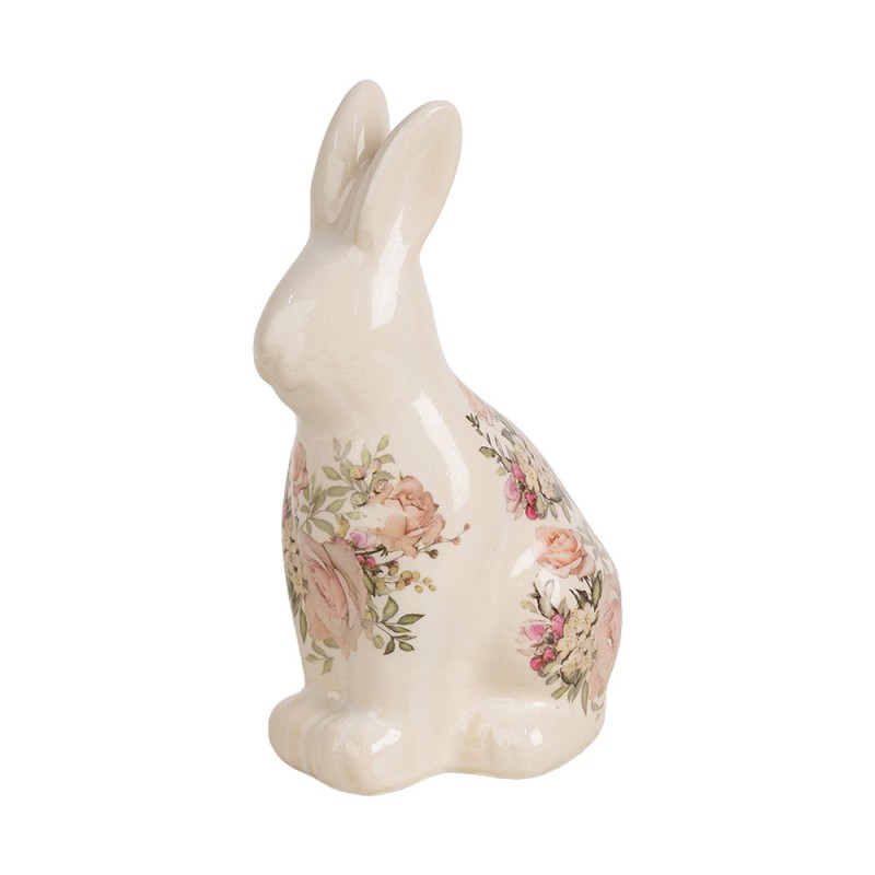 6CE1956M Decorative Figurine Rabbit 13x10x22 cm Beige Ceramic