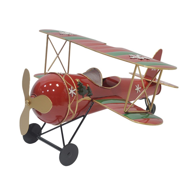 6Y5634 Christmas Decoration Airplane 41x37x21 cm Red Metal