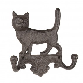 26Y5651 Wall Coat Rack Cat 16x4x16 cm Brown Metal