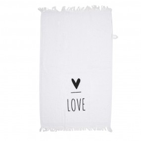 2CT032 Guest Towel 40x66 cm White Black Cotton Heart Rectangle