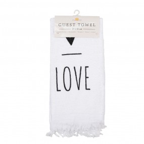 2CT032 Guest Towel 40x66 cm White Black Cotton Heart Rectangle