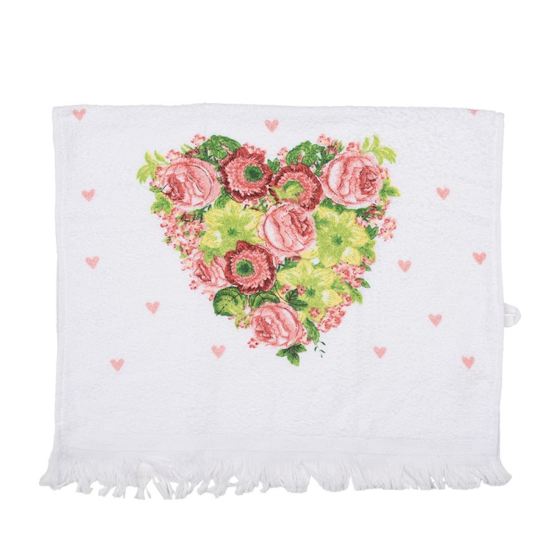 CT033 Gästehandtuch 40x66 cm Weiß Rosa Baumwolle Herz Rechteck