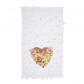 2CT033 Guest Towel 40x66 cm White Pink Cotton Heart Rectangle