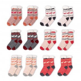 2JZSKSET0001 Calze di Natale Set di 12 one size Multicolore Sintetico Cervo