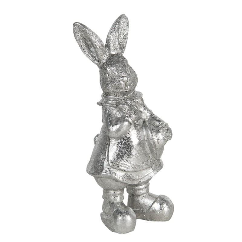 6PR3097ZI Figur Kaninchen 13 cm Silberfarbig Polyresin Wohnaccessoires