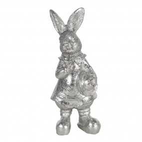 26PR3097ZI Figurine Rabbit 13 cm Silver colored Polyresin Home Accessories