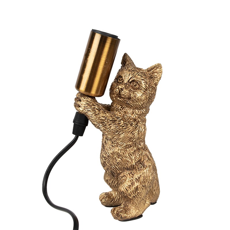 6LMP791 Tischlampe Katze 9x9x18 cm Goldfarbig Kunststoff