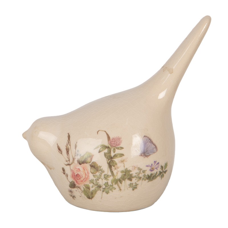 6CE1954M Decoratie Beeld Vogel 14x9x15 cm Beige Keramiek