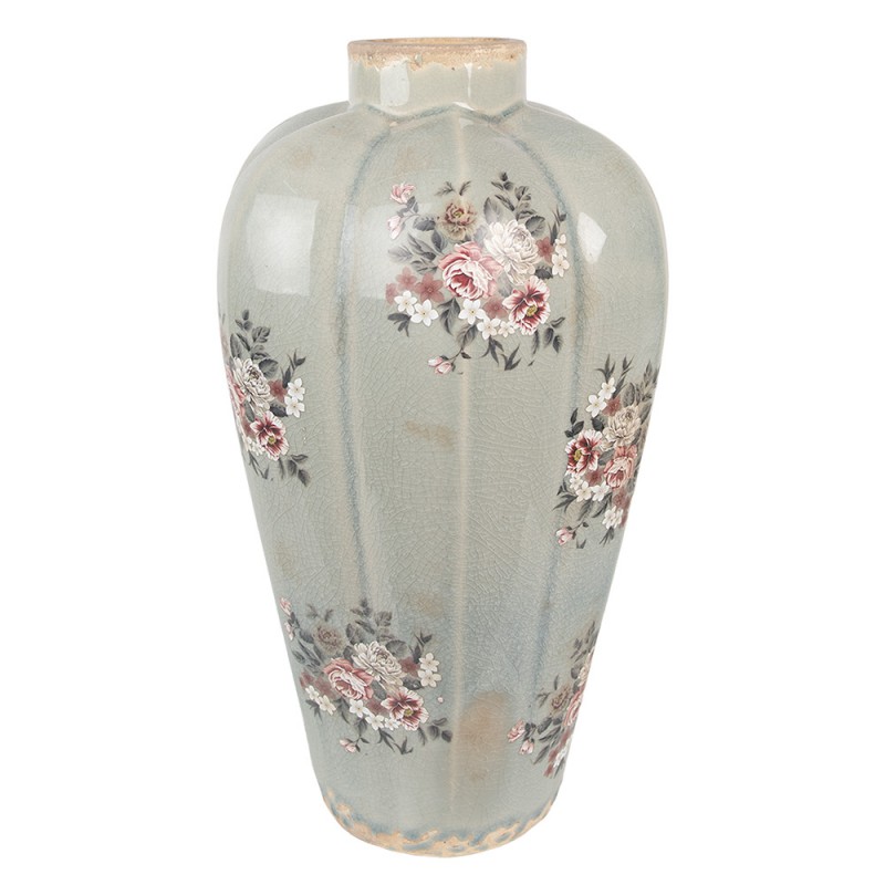 6CE1970S Vase Ø 17x28 cm Grey Ceramic Flowers