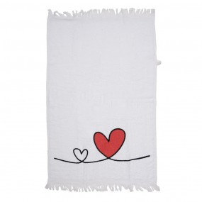 2CTCHS Guest Towel 40x66 cm White Red Cotton Heart Rectangle