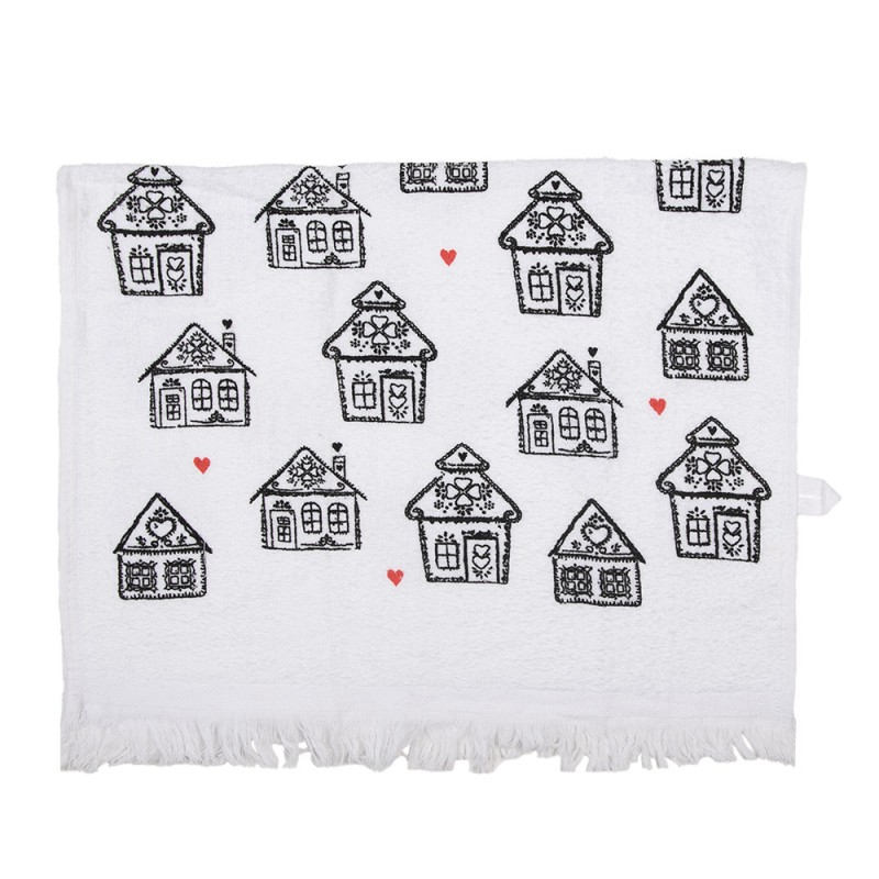 CTGBB Guest Towel 40x66 cm White Black Cotton Gingerbread house Rectangle