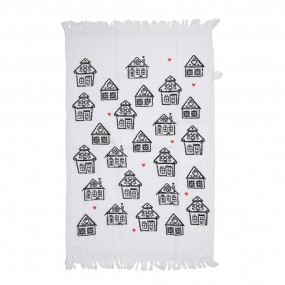 2CTGBB Serviette invité 40x66 cm Blanc Noir Coton Maison en pain d'épices Rectangle