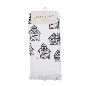 2CTGBB Guest Towel 40x66 cm White Black Cotton Gingerbread house Rectangle