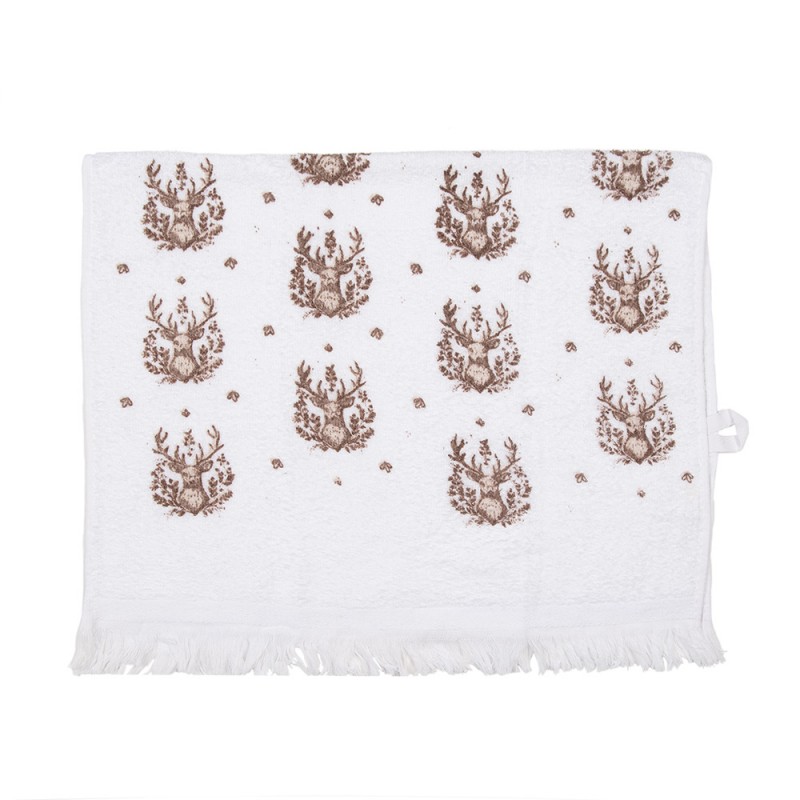 CTGTW Guest Towel 40x66 cm White Cotton Deer Rectangle