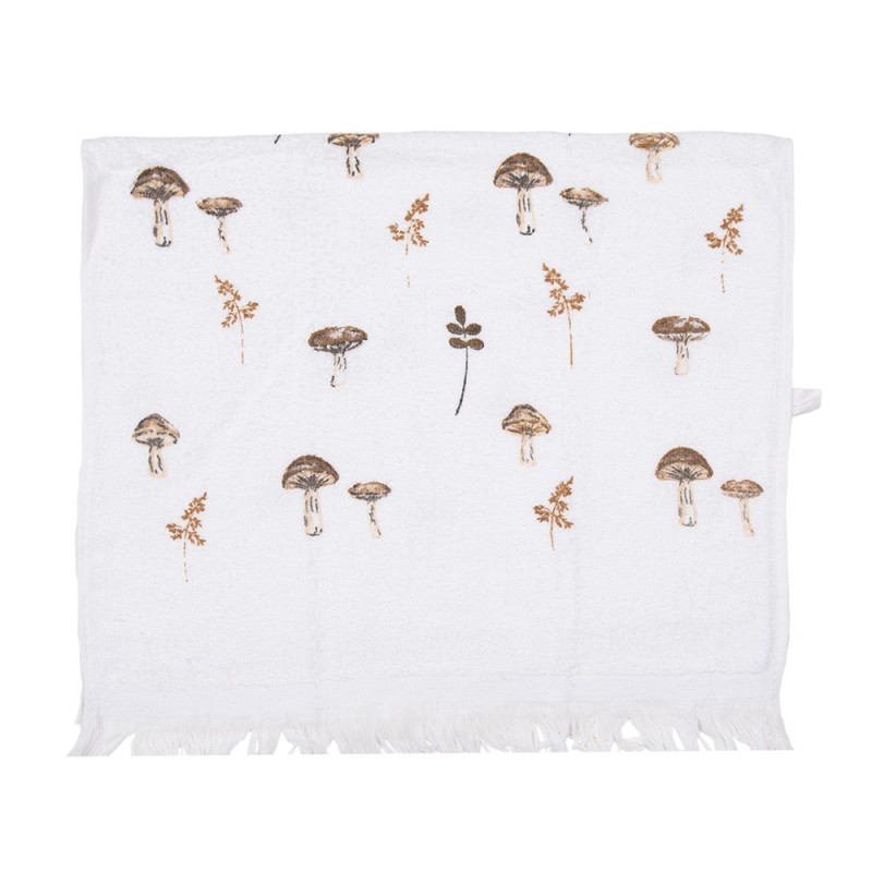 CTLFJ Serviette invité 40x66 cm Blanc Coton Champignons Rectangle