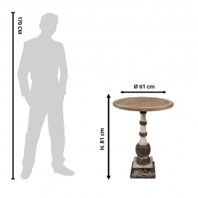 25H0688 Side Table Ø 62x81 cm Brown Wood Round