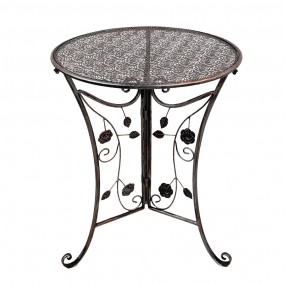 25Y1273 Bistro-Set Bistrotisch Bistrostuhl 3-Teilig Ø 60x70 cm Braun Metall