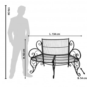 25Y1275 Banc de jardin 134x54x92 cm Noir Métal