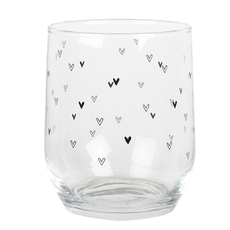 BHSGL0005 Water Glass 300 ml Transparent Glass Hearts Drinking Cup