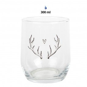 2NWVGL0002 Water Glass 300 ml Transparent Glass Antler Drinking Cup