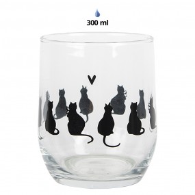 2PWSGL0003 Verre d'eau 300 ml Transparent Verre Chats Gobelet