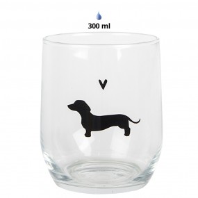 2PWSGL0004 Water Glass 300 ml Transparent Glass Dachshund Drinking Cup