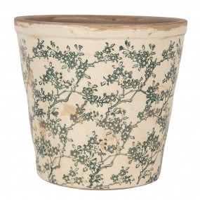 26CE1976L Planter Ø 21x20 cm Beige Ceramic Flowers