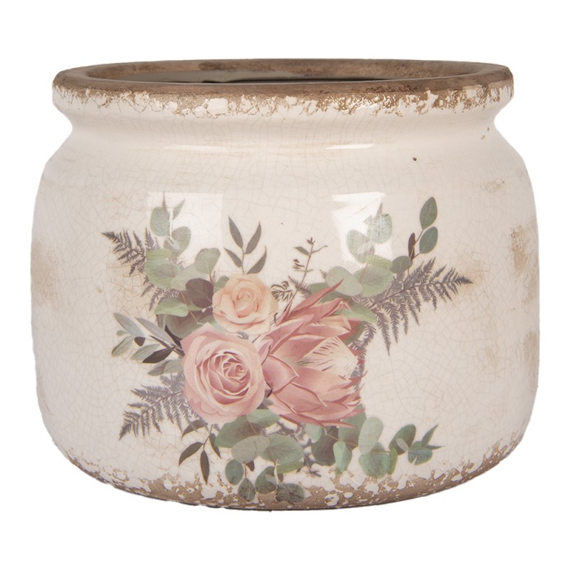 6CE1978L Planter Ø 20x15 cm Beige Ceramic