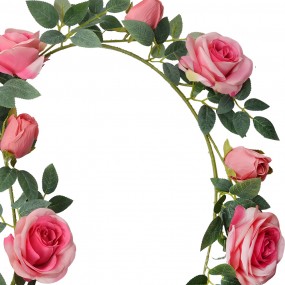 26PL0320P Artificial Flower Garland 150 cm Pink Green Plastic Roses