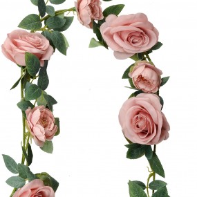 26PL0321P Artificial Flower Garland 150 cm Pink Green Plastic Roses